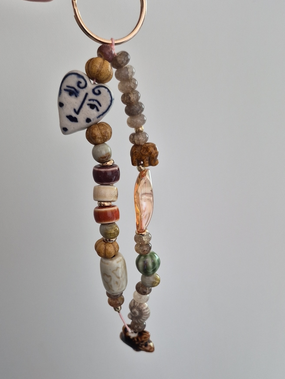 Handcrafted Beaded Charm Bag - Artistic Heart Pendant